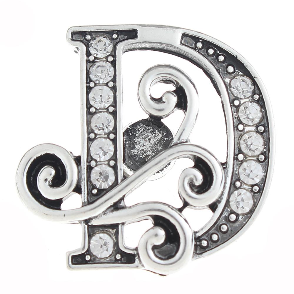 20mm D Snap Button plated sliver with rhinestone