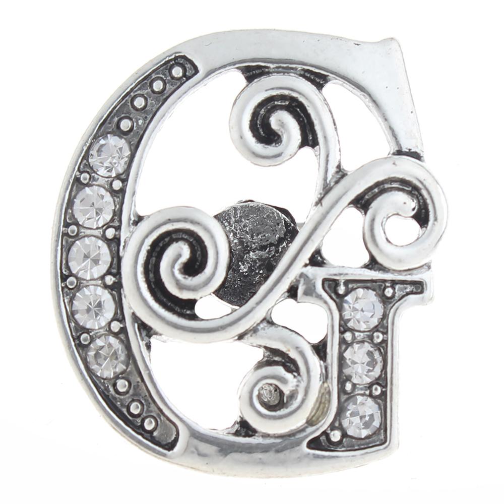 20mm G Snap Button plated sliver with rhinestone