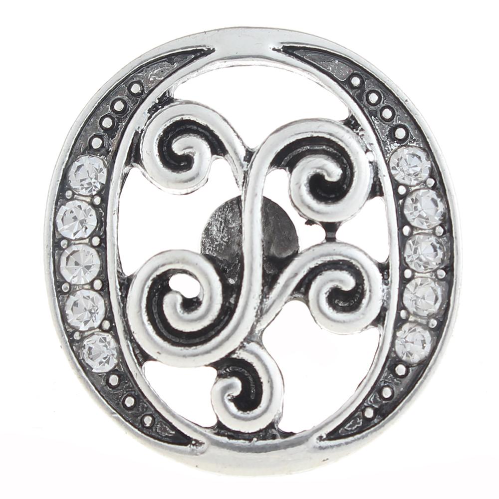 20mm O Snap Button plated sliver with rhinestone
