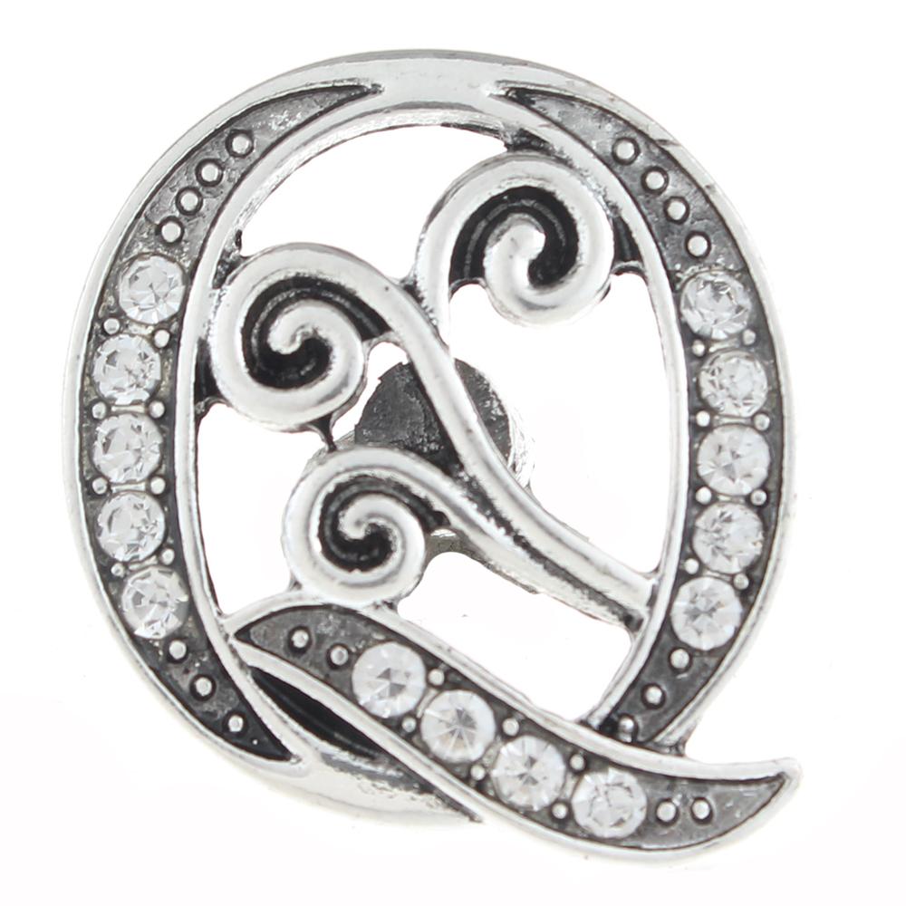 20mm Q Snap Button plated sliver with rhinestone