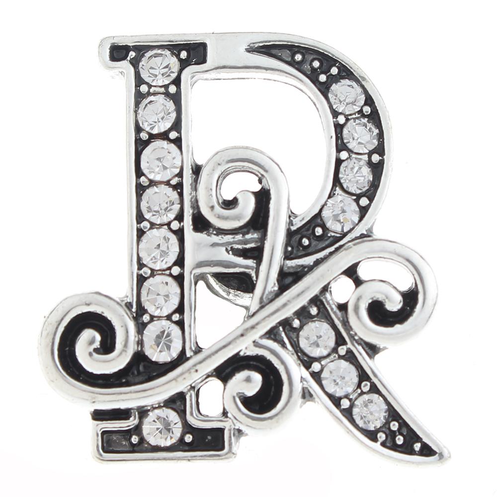 20mm R Snap Button plated sliver with rhinestone