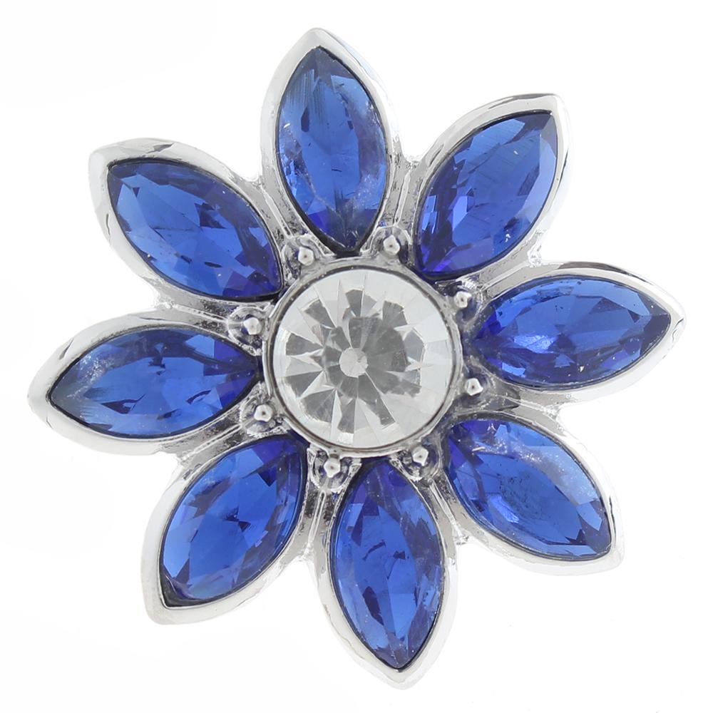 20mm Snap Button plated sliver with rhinestone