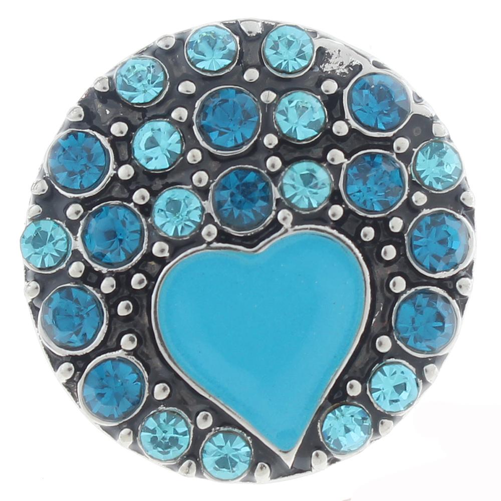 20mm Snap Button plated sliver with rhinestone