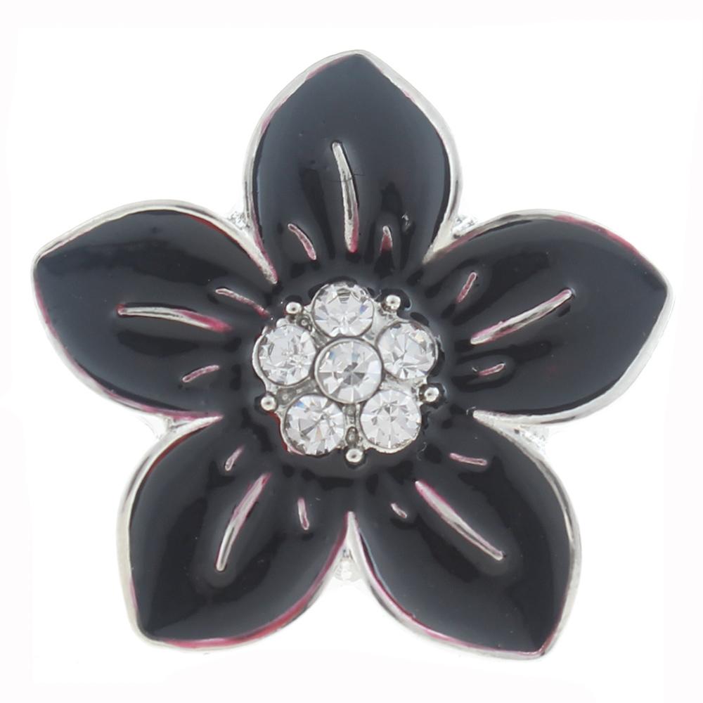 20mm Snap Button plated sliver with rhinestone