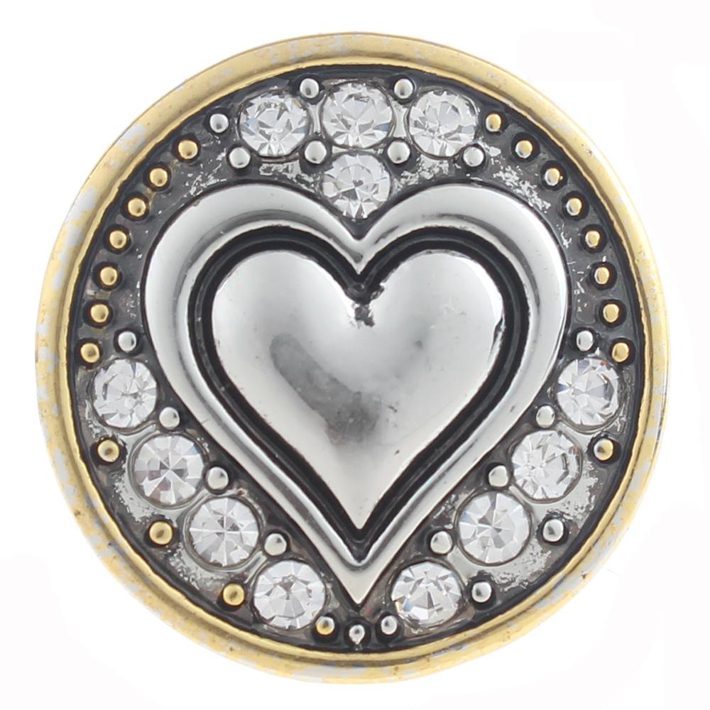 20mm Snap Button plated sliver with rhinestone