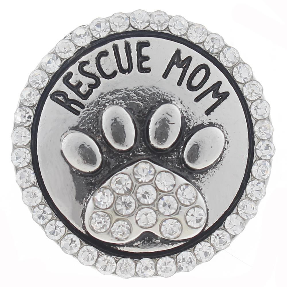 20mm Snap Button plated sliver with rhinestone