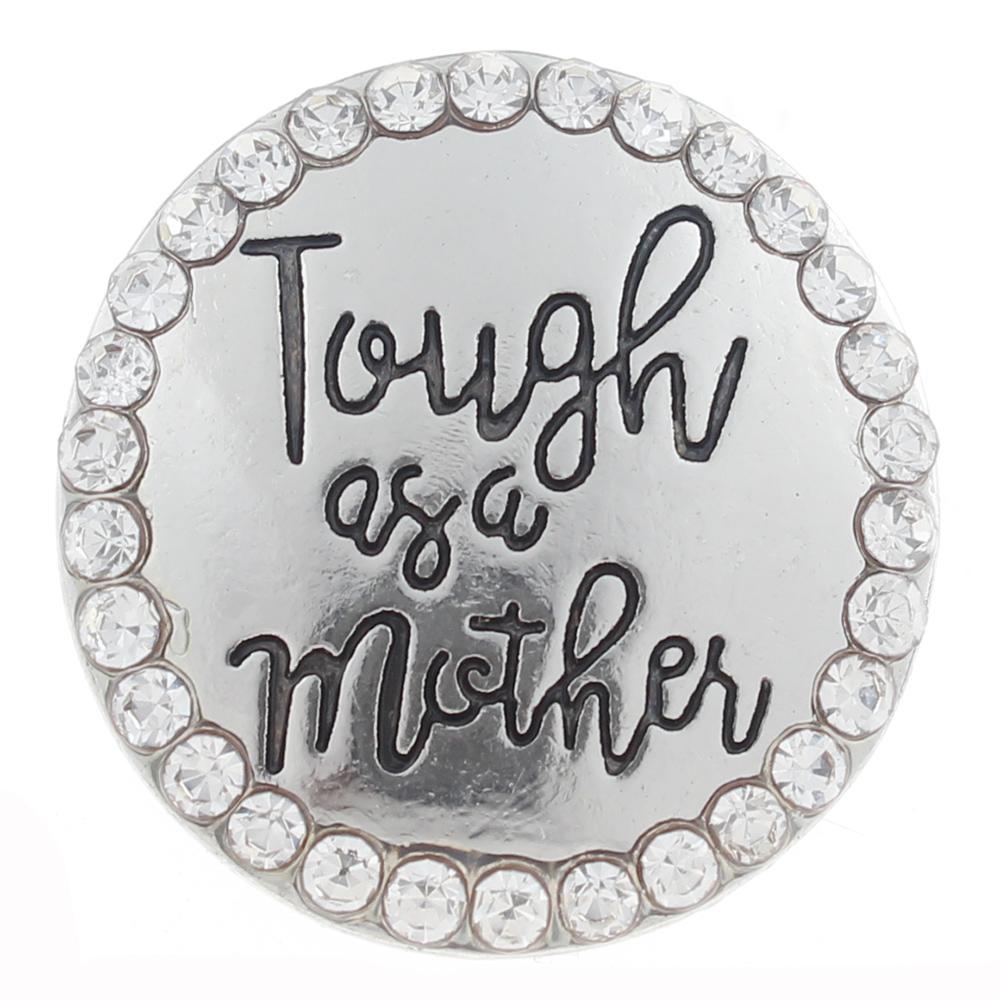 20mm MOM Snap Button plated sliver with rhinestone