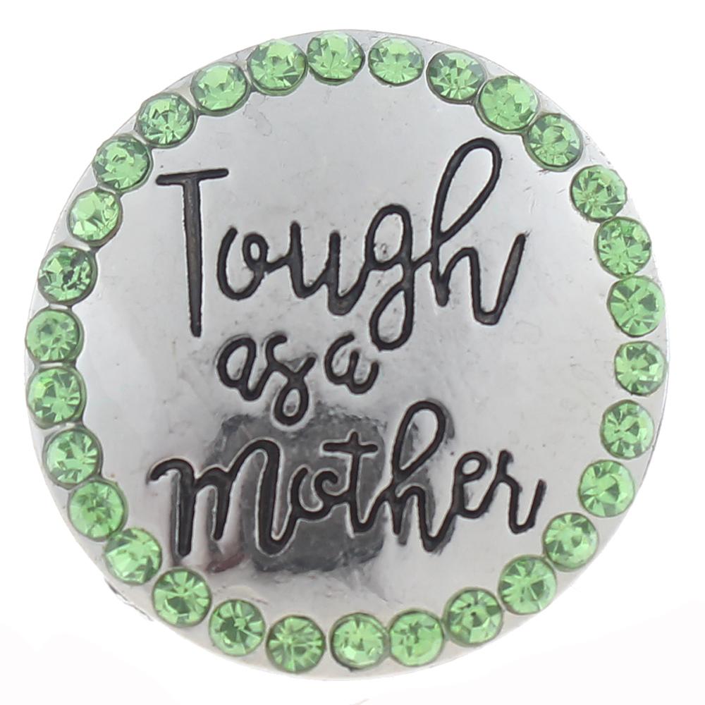 20mm MOM Snap Button plated sliver with rhinestone