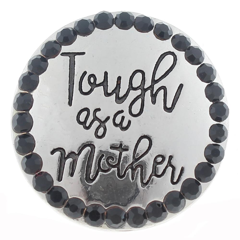 20mm MOM Snap Button plated sliver with rhinestone