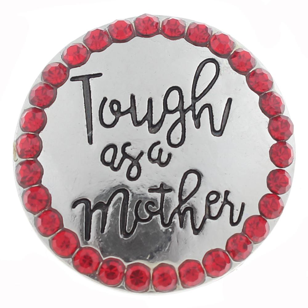 20mm MOM Snap Button plated sliver with rhinestone