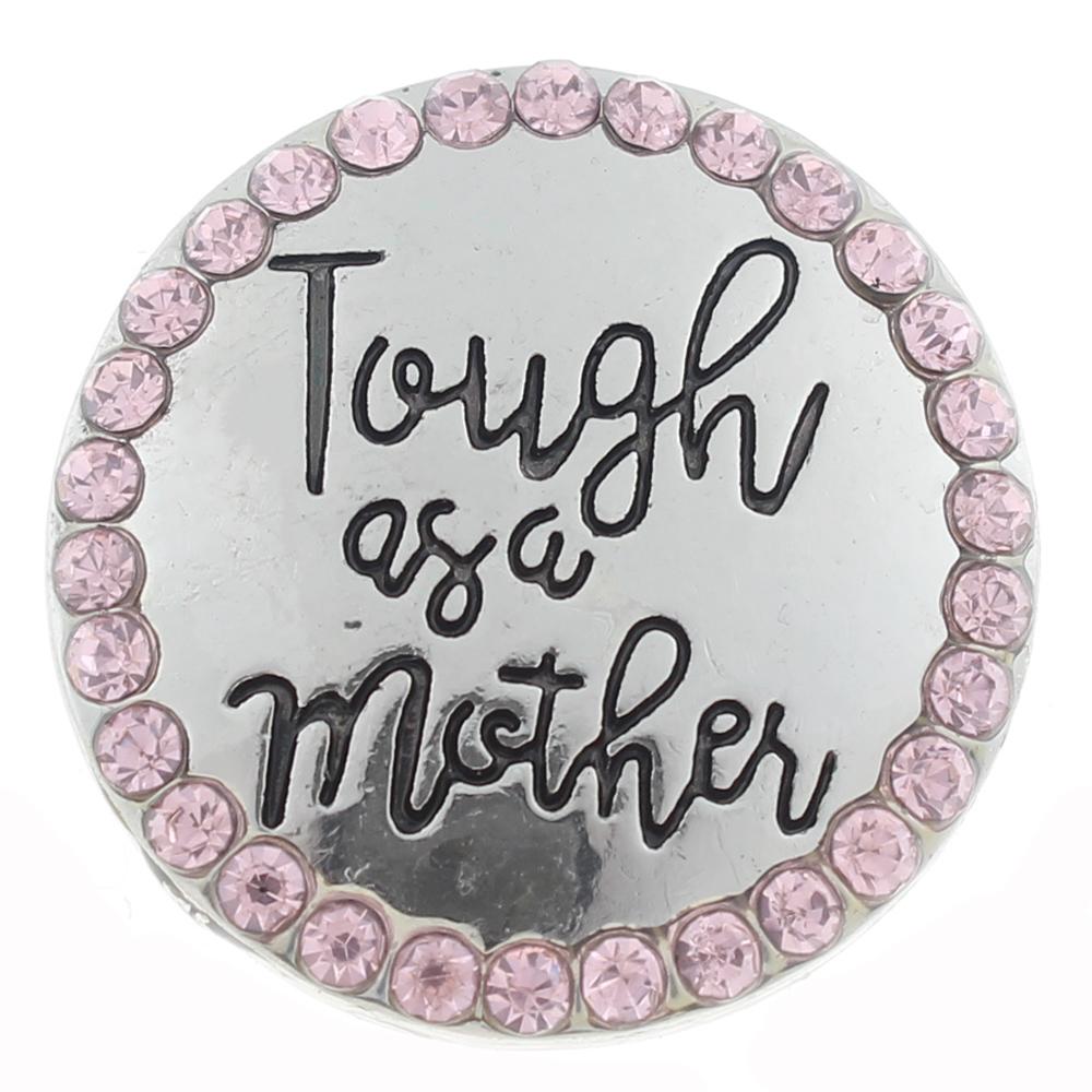 20mm MOM Snap Button plated sliver with rhinestone