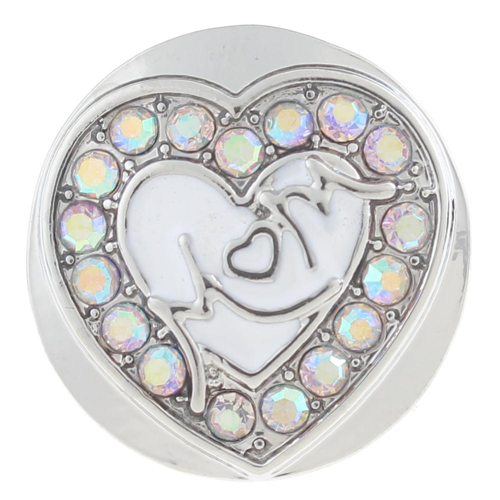 20mm MOM Snap Button plated sliver with rhinestone