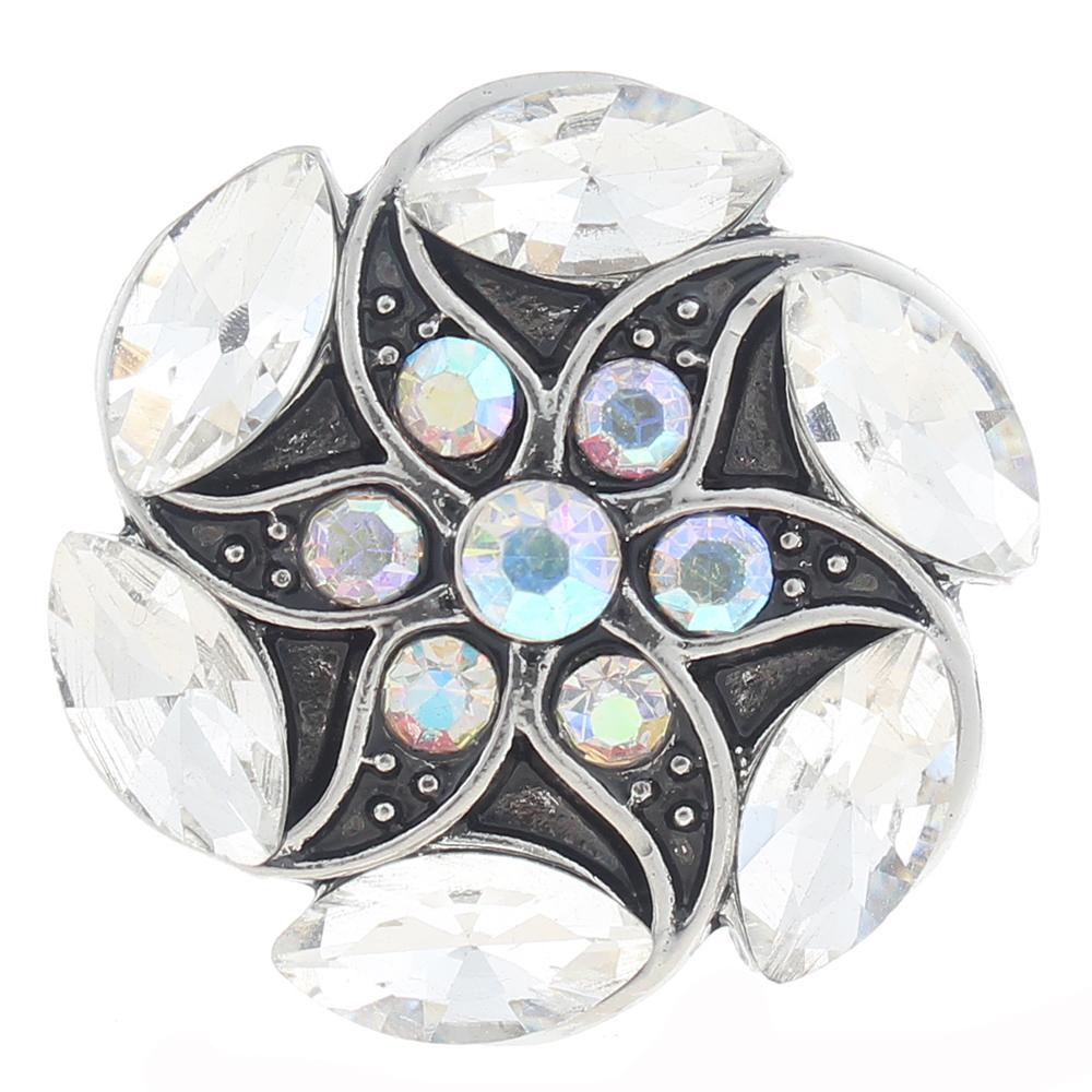 20mm Snap Button plated sliver with rhinestone