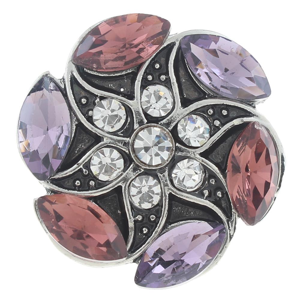 20mm Snap Button plated sliver with rhinestone