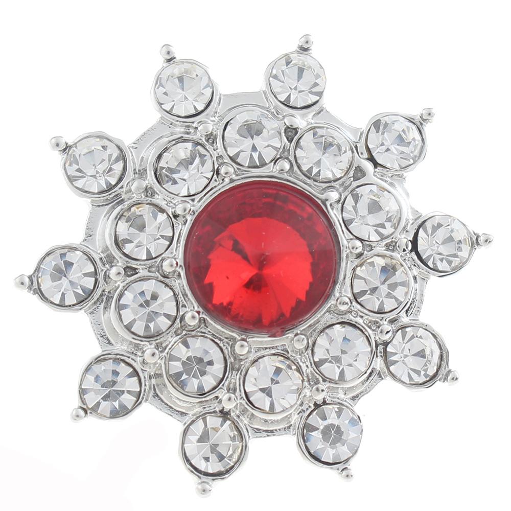 20mm Snap Button plated sliver with rhinestone