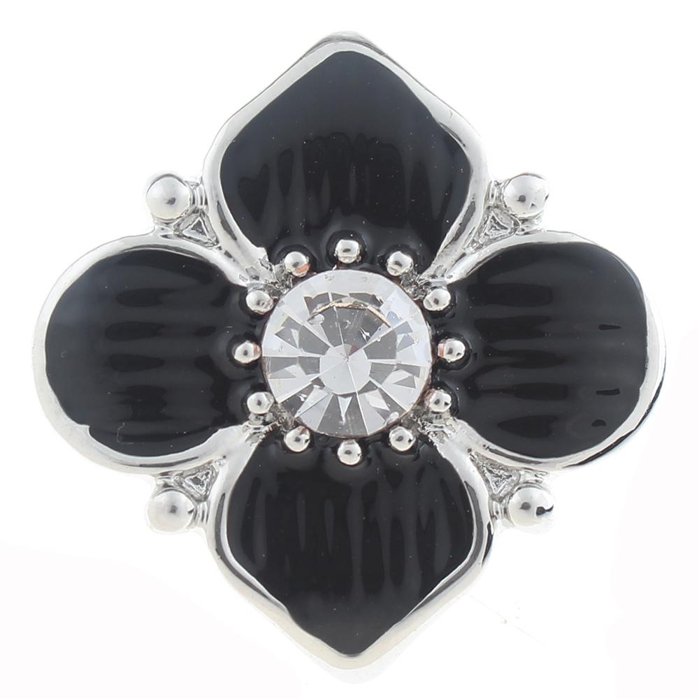 20mm Snap Button plated sliver with rhinestone