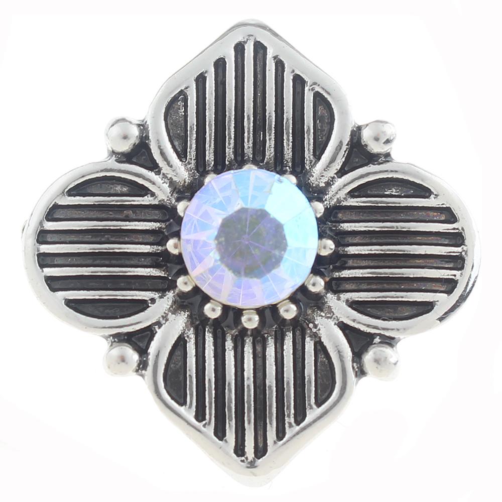 20mm Snap Button plated sliver with rhinestone