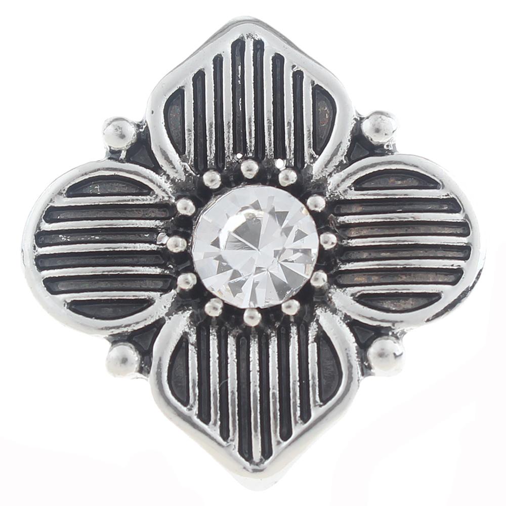 20mm Snap Button plated sliver with rhinestone