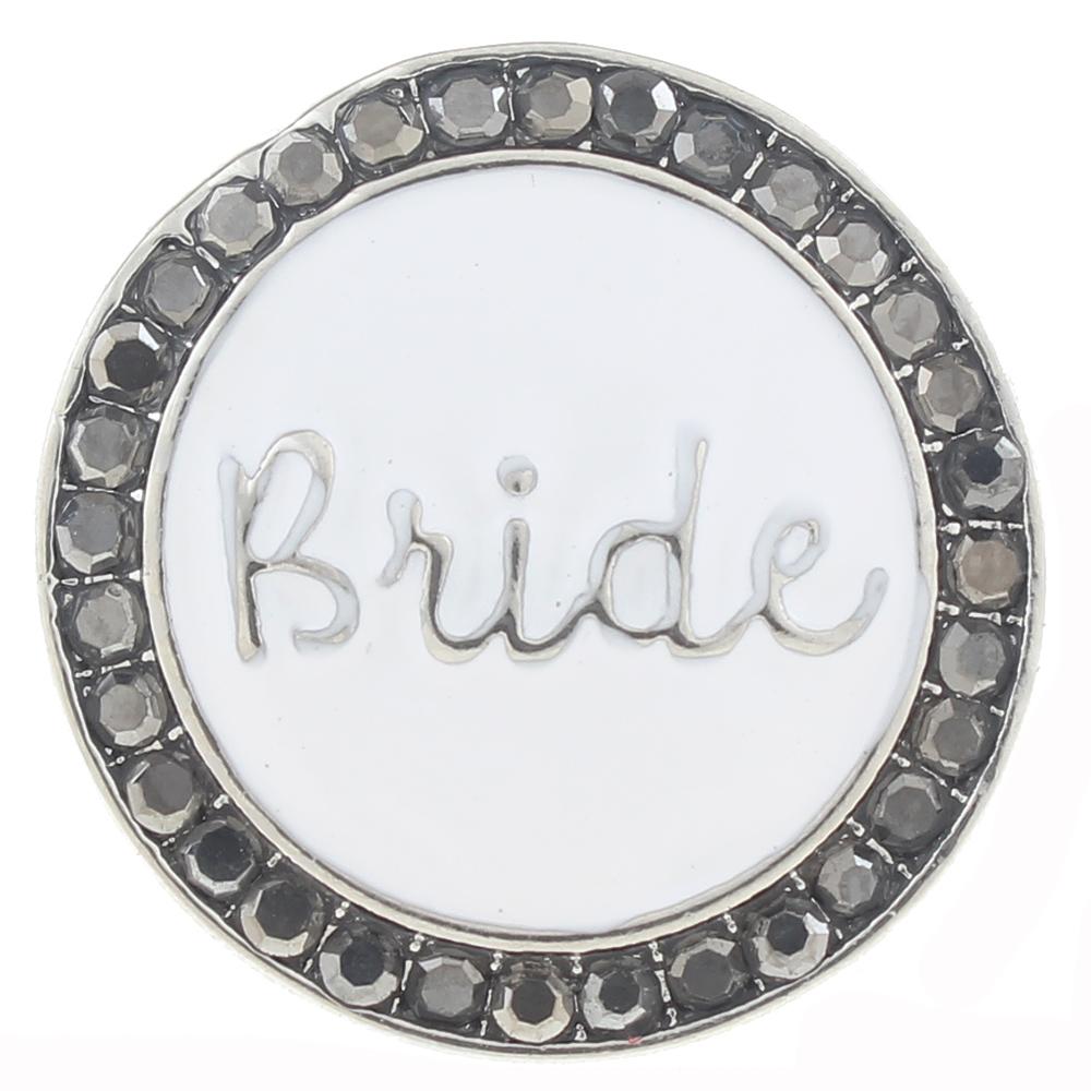 20mm Snap Button plated sliver with rhinestone