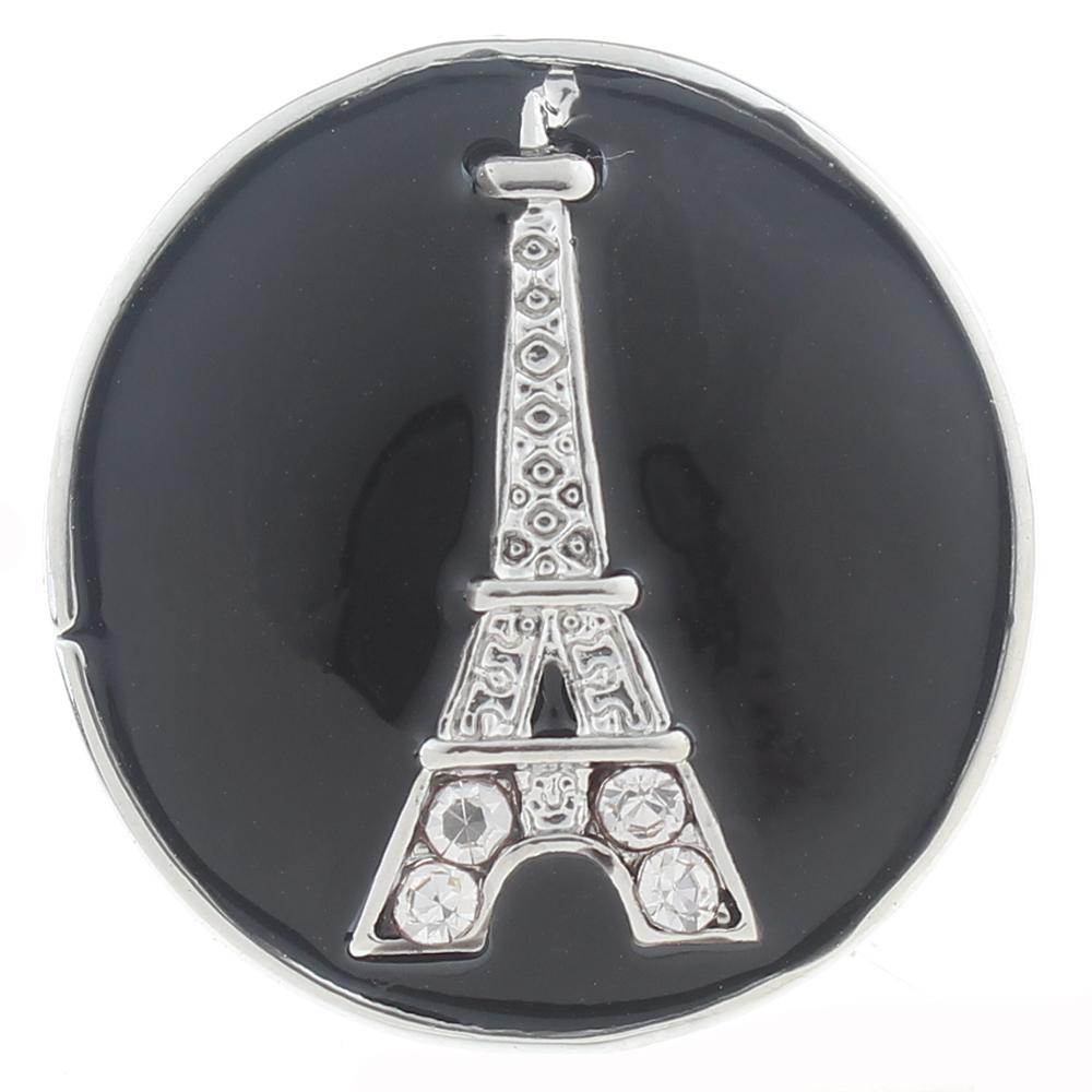 20mm Snap Button plated sliver with rhinestone