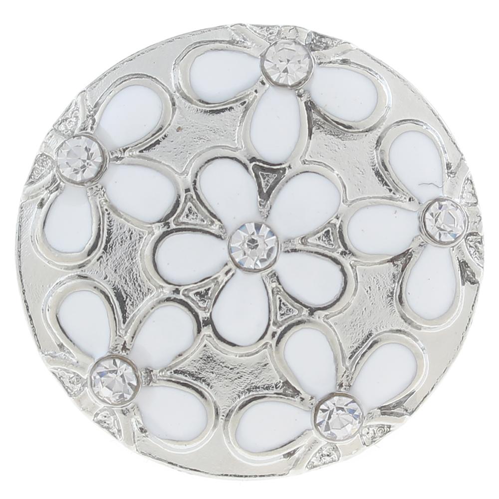 20mm Snap Button plated sliver with rhinestone