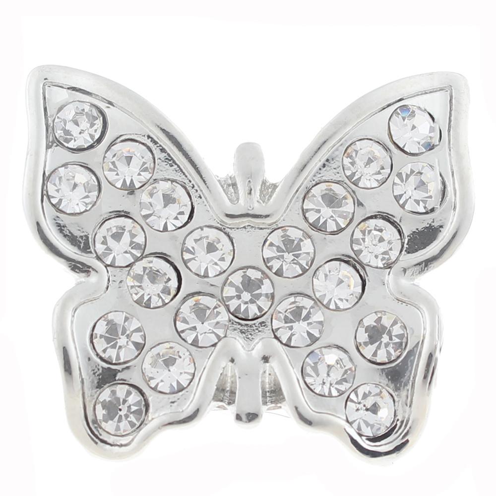 20mm Snap Button plated sliver with rhinestone