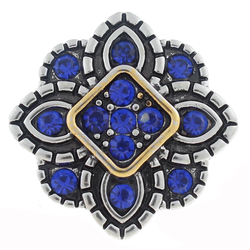 20mm Snap Button plated sliver with rhinestone