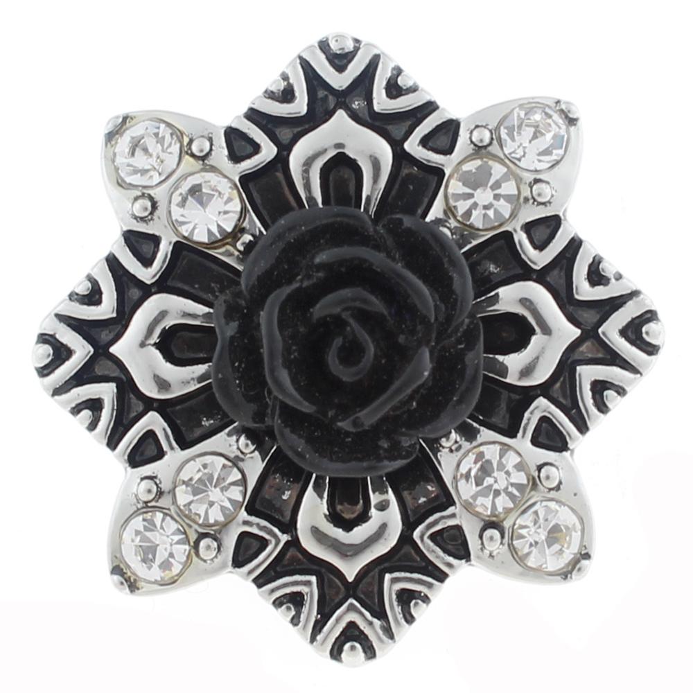 20mm Snap Button plated sliver with rhinestone