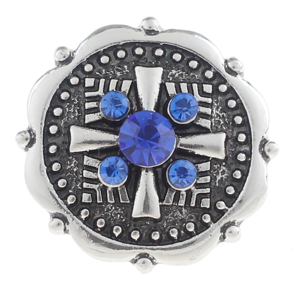 20mm Snap Button plated sliver with rhinestone