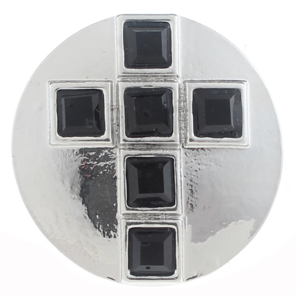 20mm Snap Button plated sliver with rhinestone