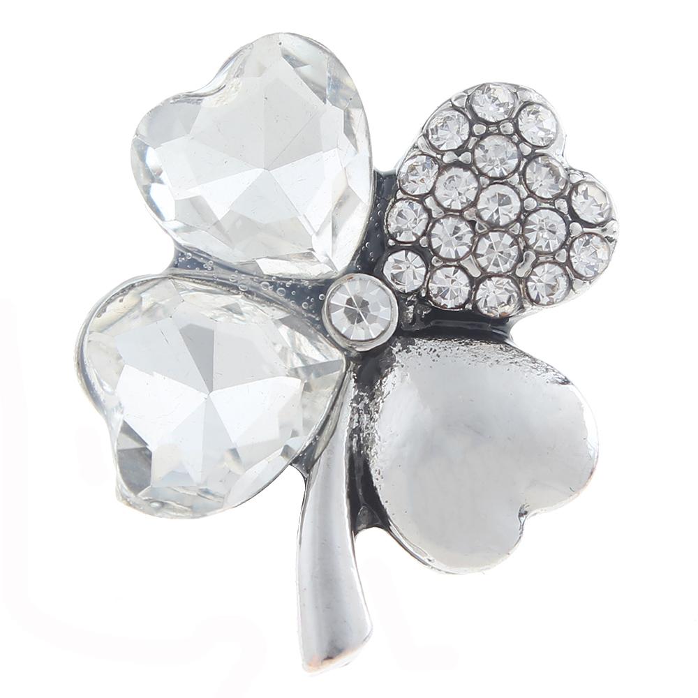 20mm Snap Button plated sliver with rhinestone