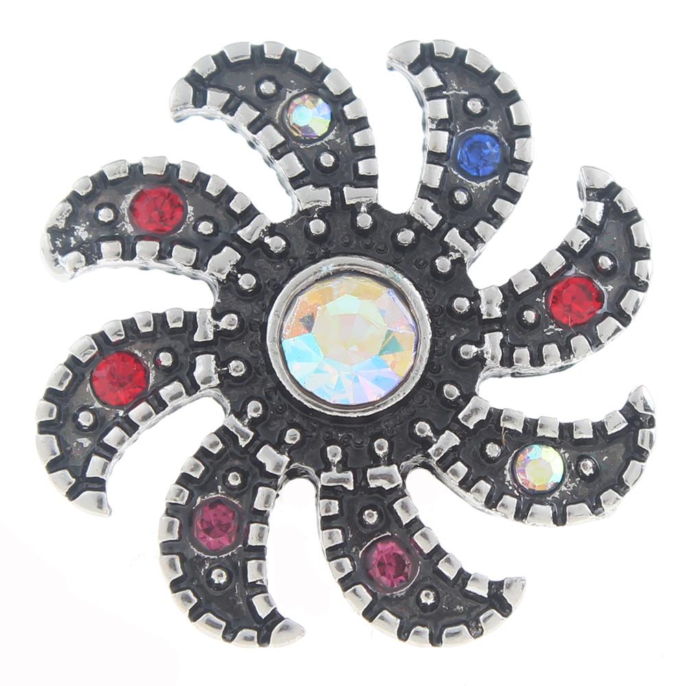 20mm Snap Button plated sliver with rhinestone