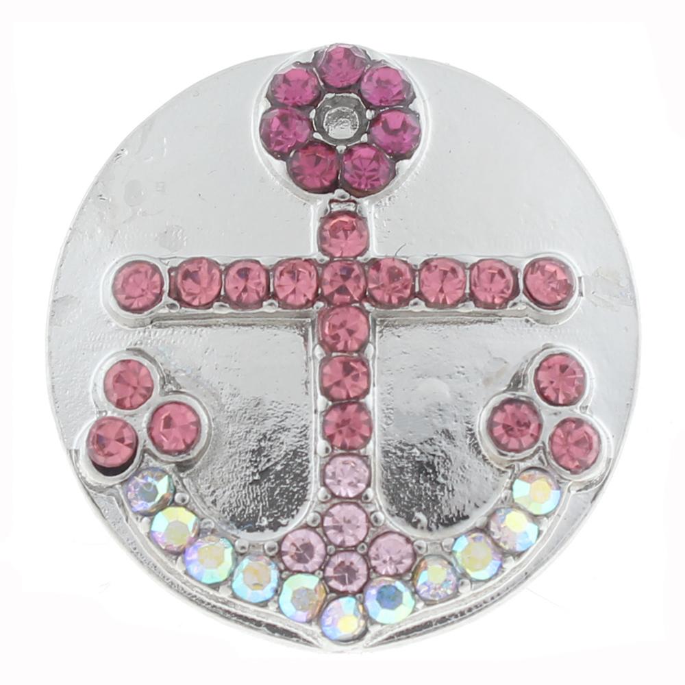 20mm Snap Button plated sliver with rhinestone