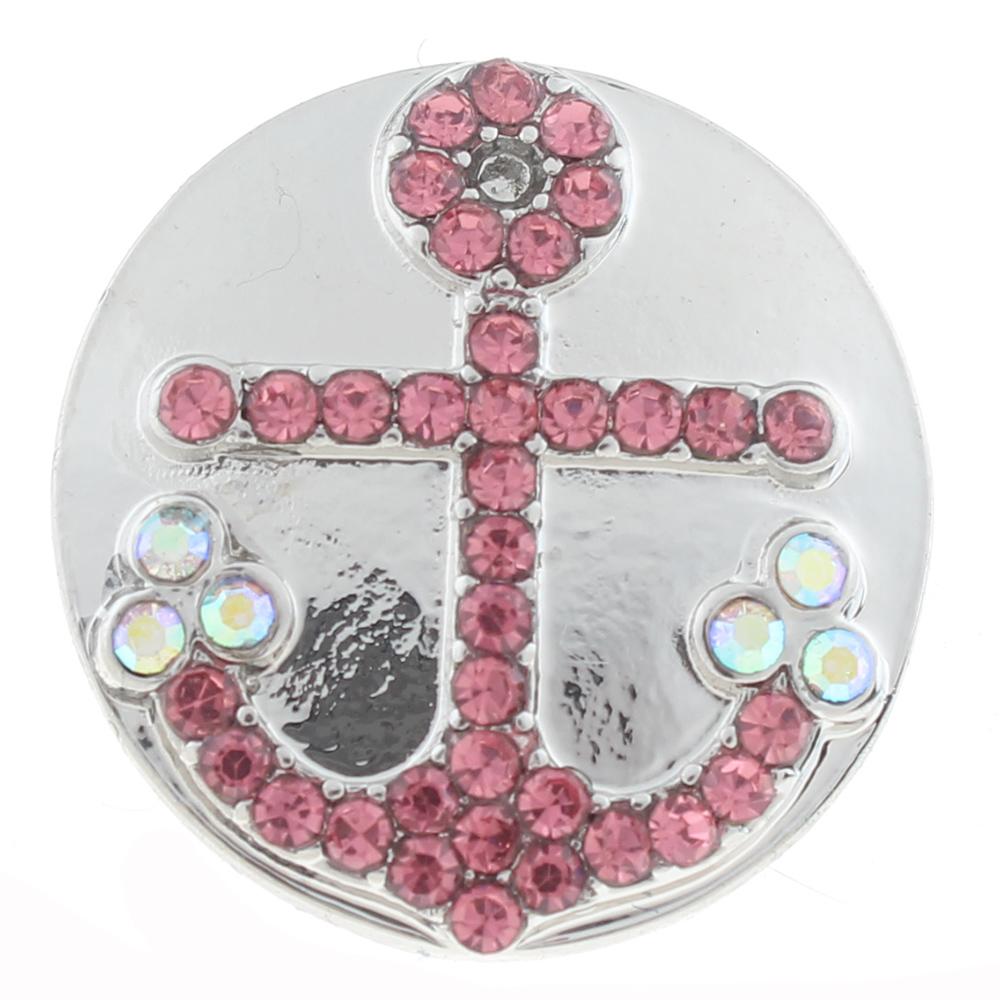 20mm Snap Button plated sliver with rhinestone