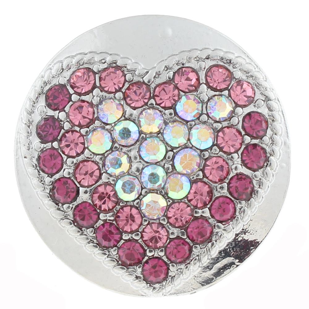 20mm Snap Button plated sliver with rhinestone