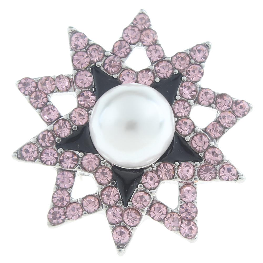 20mm Snap Button plated sliver with rhinestone