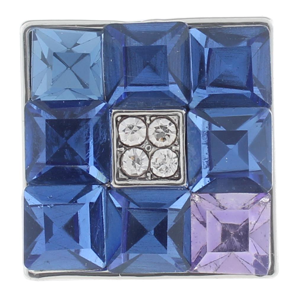 20mm Snap Button plated sliver with rhinestone