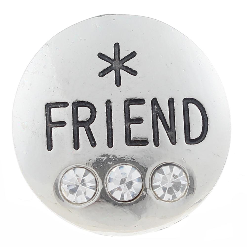 20mm Snap Button plated sliver with rhinestone