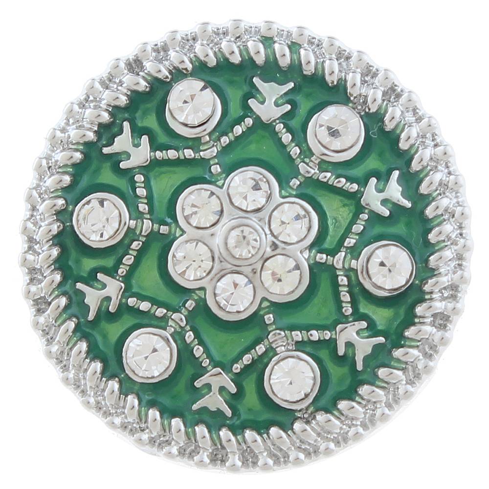 Snap Button Charm Letter M H C P S U J T Silver Colour Rhinestone 20mm diameter 