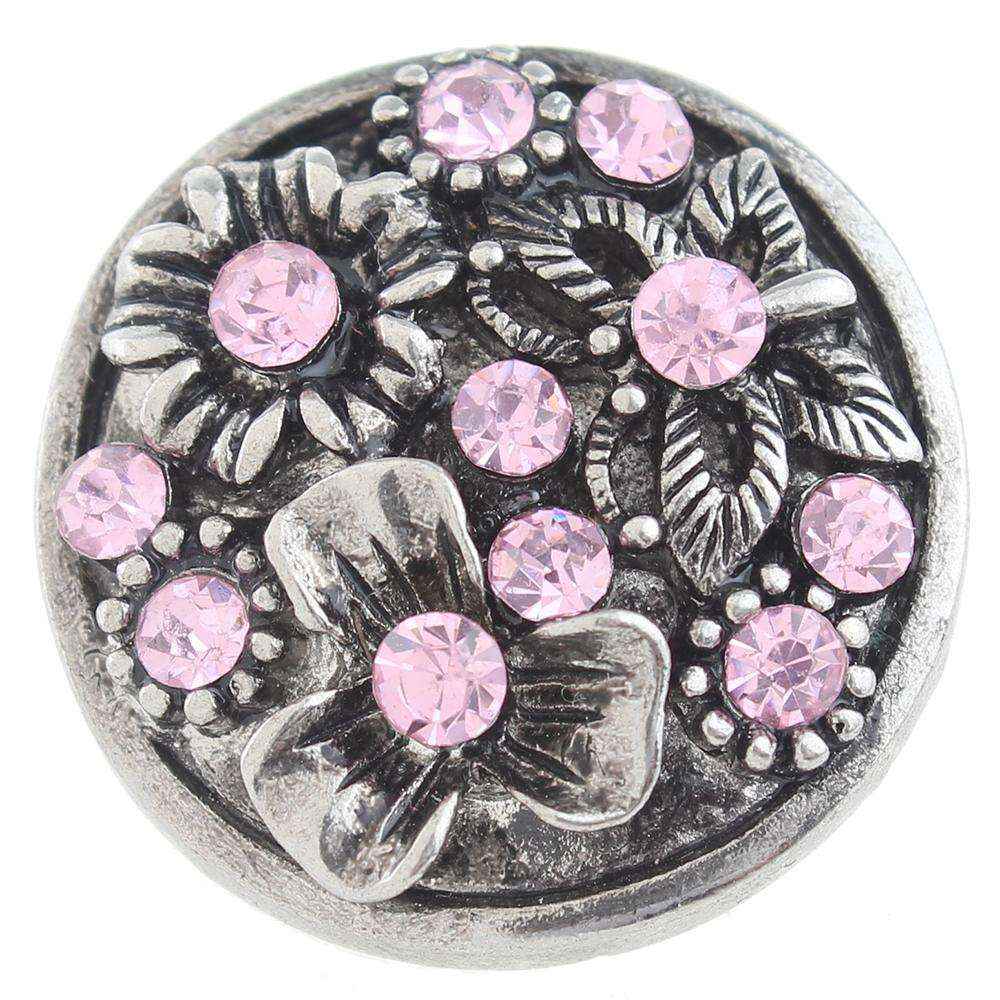 Pink Flower 20mm Snap Button