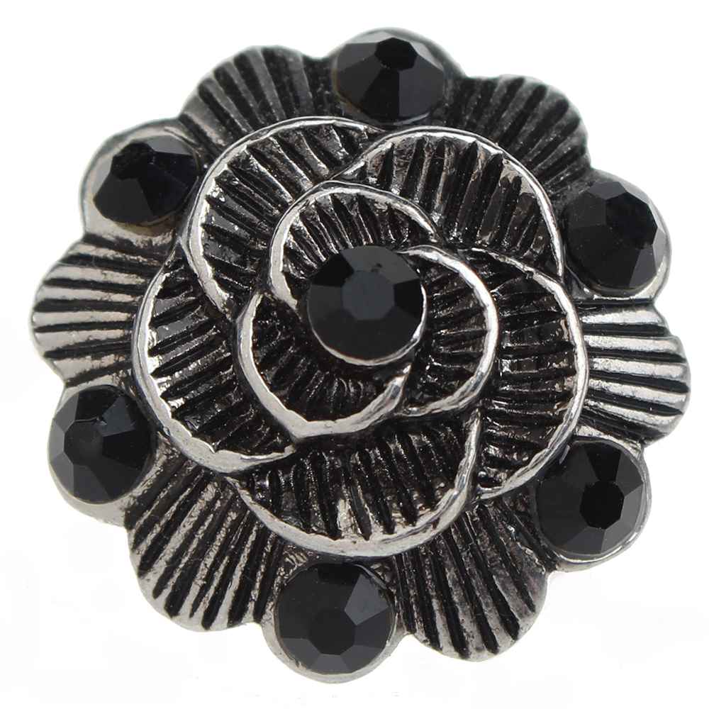 Black Flower 20mm Snap Button