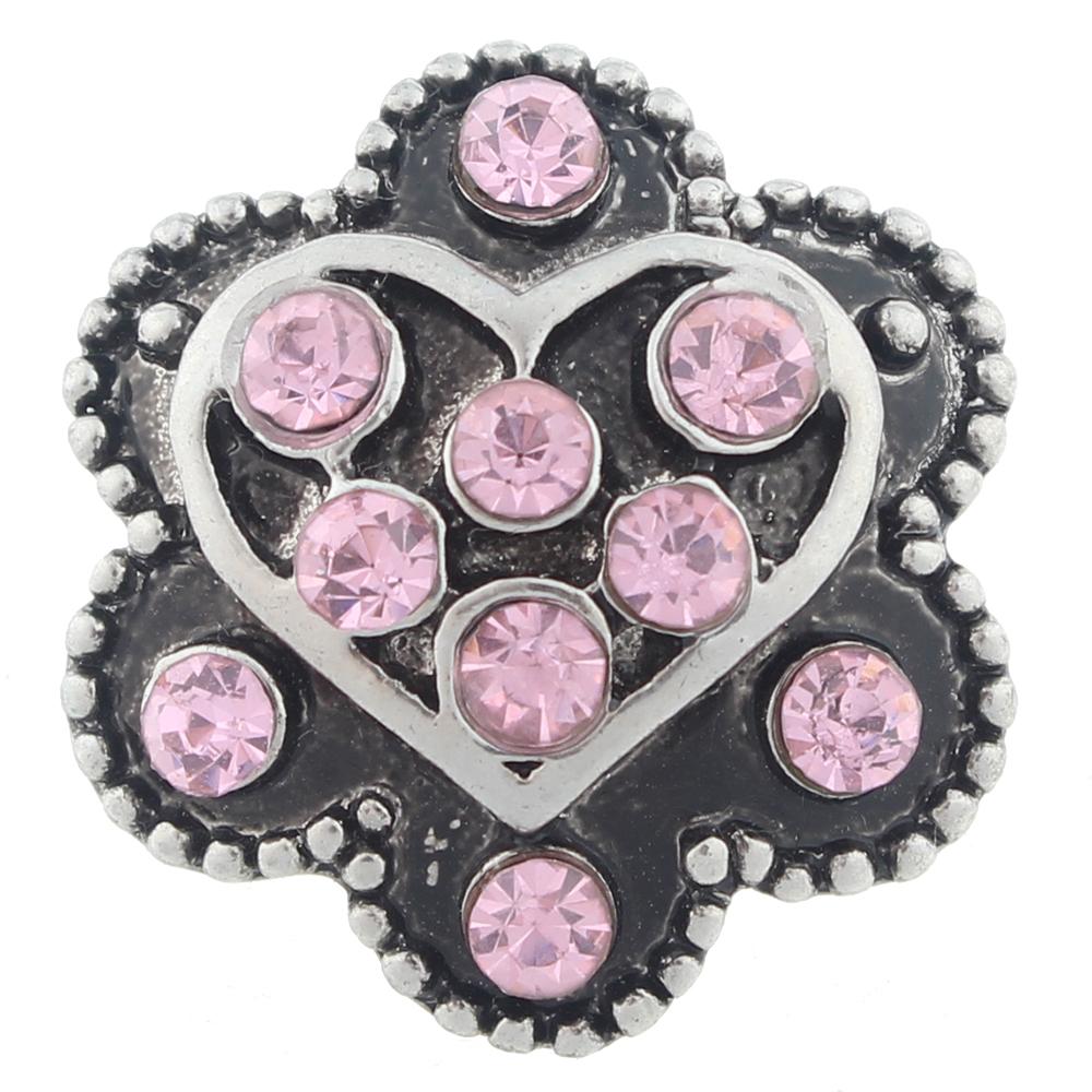 Pink Heart Love 20mm Snap Button