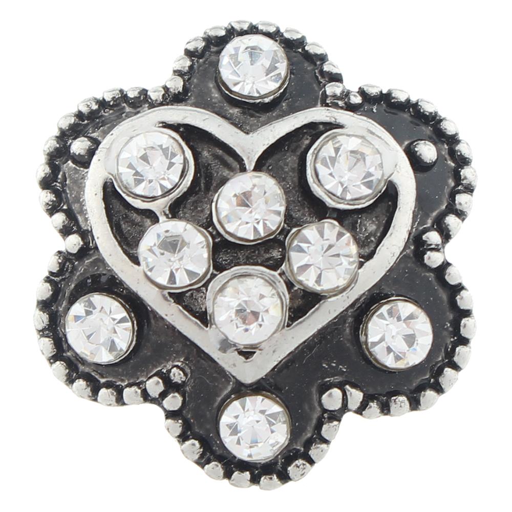 White Heart Love 20mm Snap Button