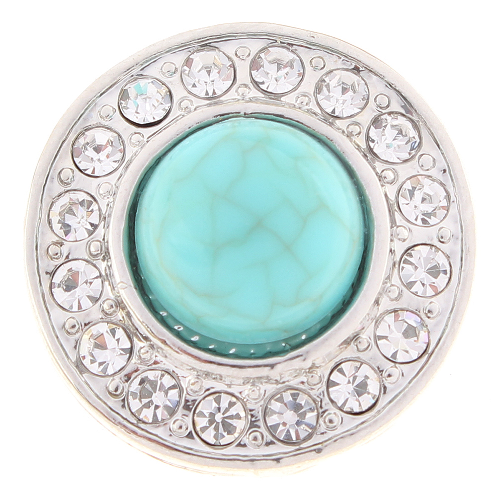 20mm snap Button plated sliver with turquoise