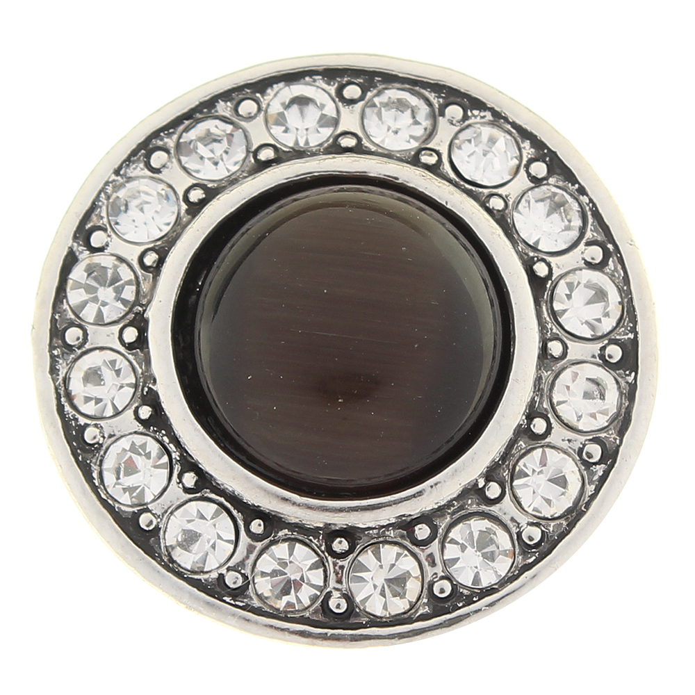 20mm snap Button plated sliver with natural stone