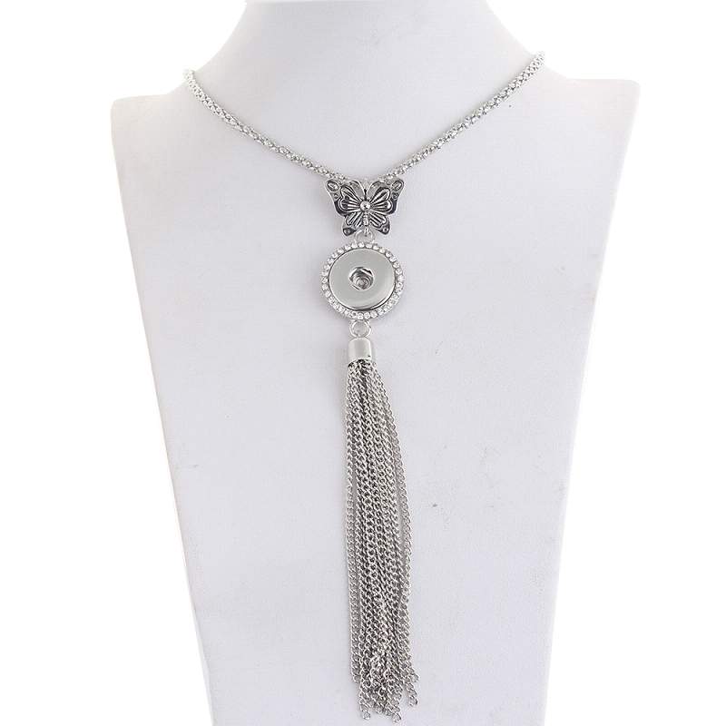 Silver-plated love Snaps Necklace with Chain