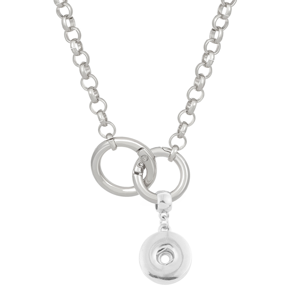 Sliver plated snaps simple circle necklace fit 18/20mm button