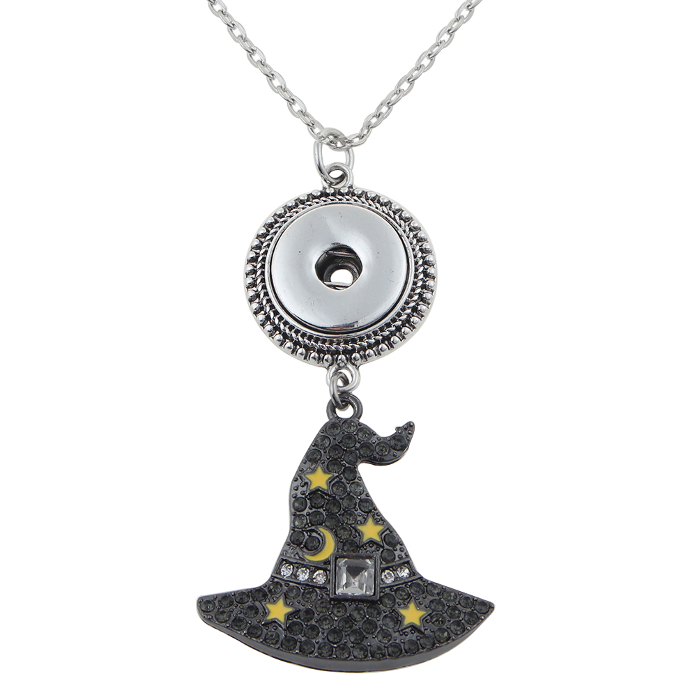 Black crystal Halloween Wizard hat pendant with 70CM chain necklace