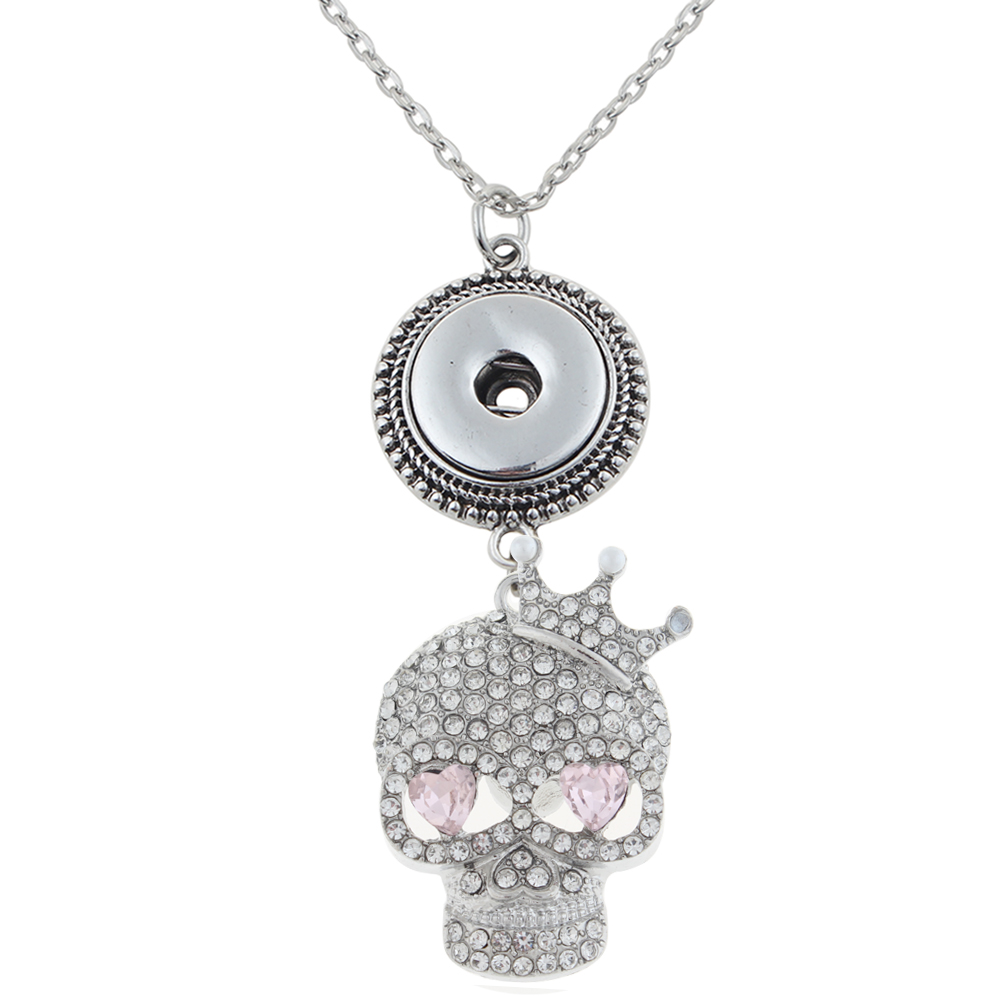 White Crystal Skull Princess pendant with 70CM chain necklace