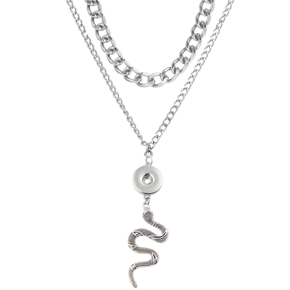 20mm sliver plated double snake snap necklace